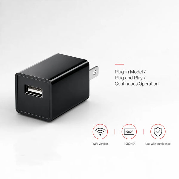 1080P HD USB Wall Charger Security Camera – WiFi, Plug & Play, Indoor Monitoring