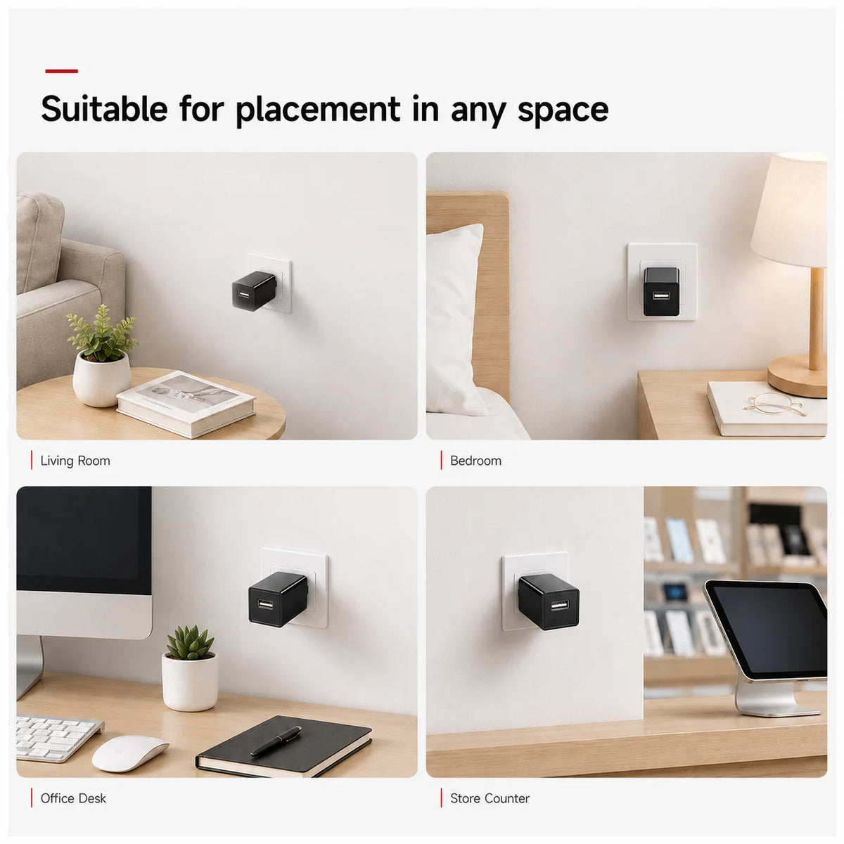 USB charger camera in use in a room